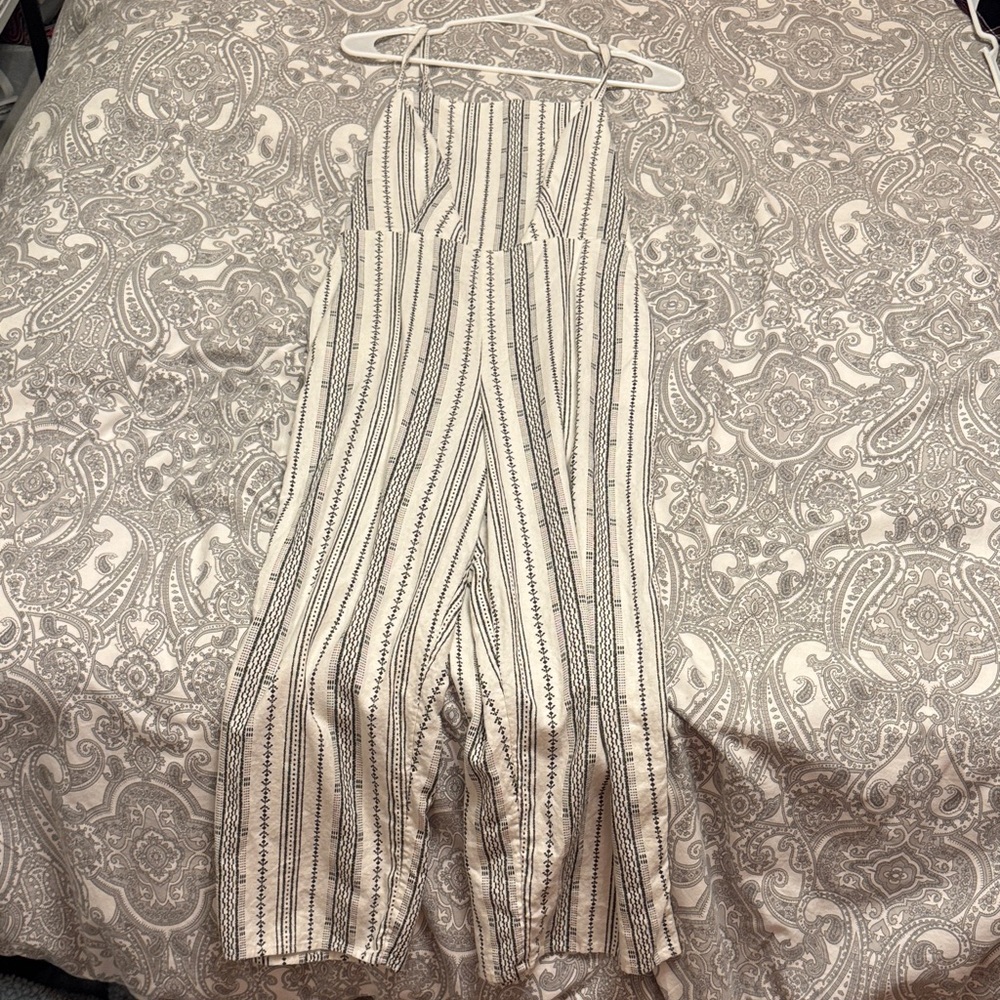 Striped White and Black Jumpsuit